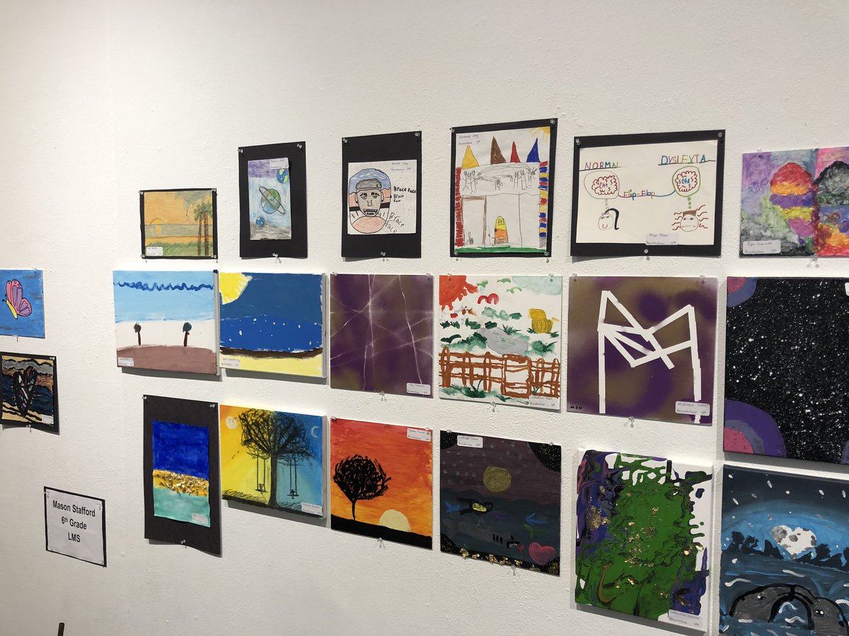 AlysRay1's tweet photo. Thrilled with parent and community support of our dyslexia art show opening at the Museum of East Texas!!  Over 200 people!!  So proud of our kids!  Will be on display through October 13th. https://t.co/PZX9osKWUI