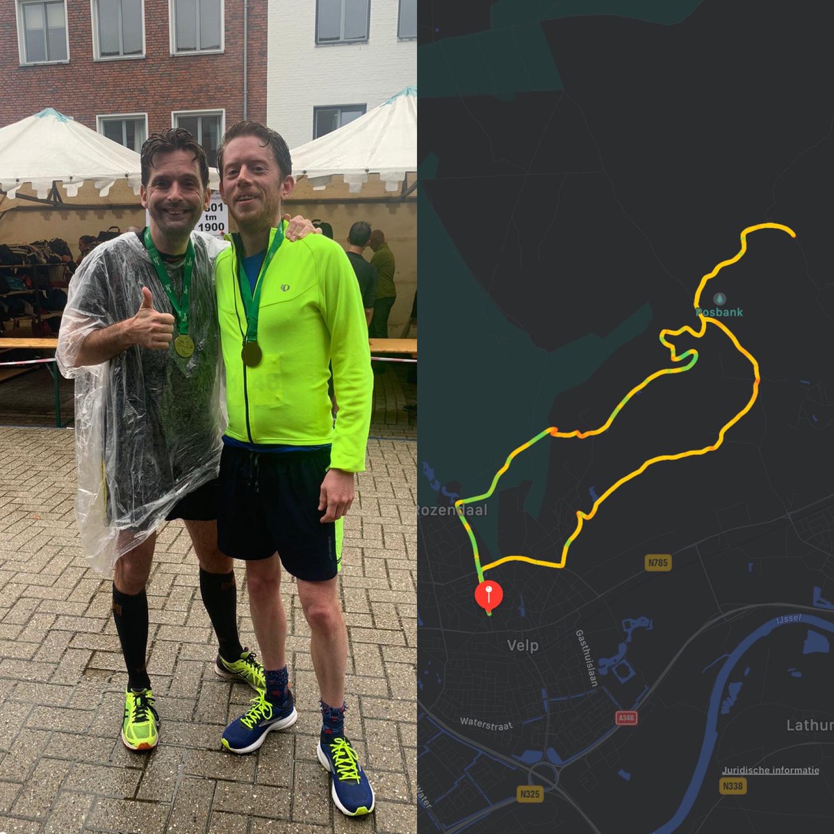 Jan_Julius's tweet photo. Het was nat, heel nat en beide niet 100% fit maar we hebben het gedaan: de 15 km van de #Posbankloop 2019! #nat #verkouden #hardrennen #running https://t.co/6xgsX10SOE