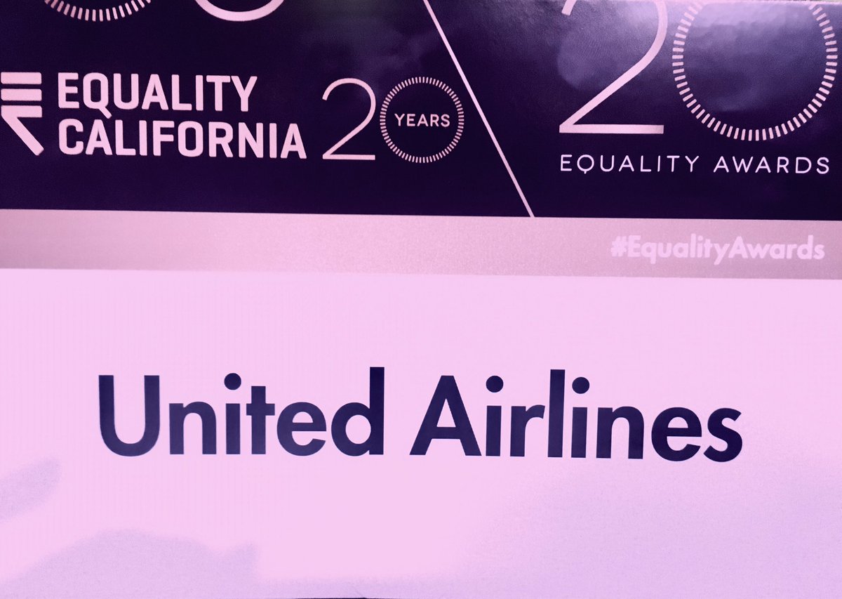 It is such an honor to attend the @eqca EQUALITY CA 2019 #EqualityAwards in LA. This organization does such incredible work and United is a sponsor again this year!🙏🏻✨❤️🌈 #UAIFSbaseLAX #BeingUnited @weareunited @DorisGunnell @leigh771 @EdwardToschik @ualEQUAL