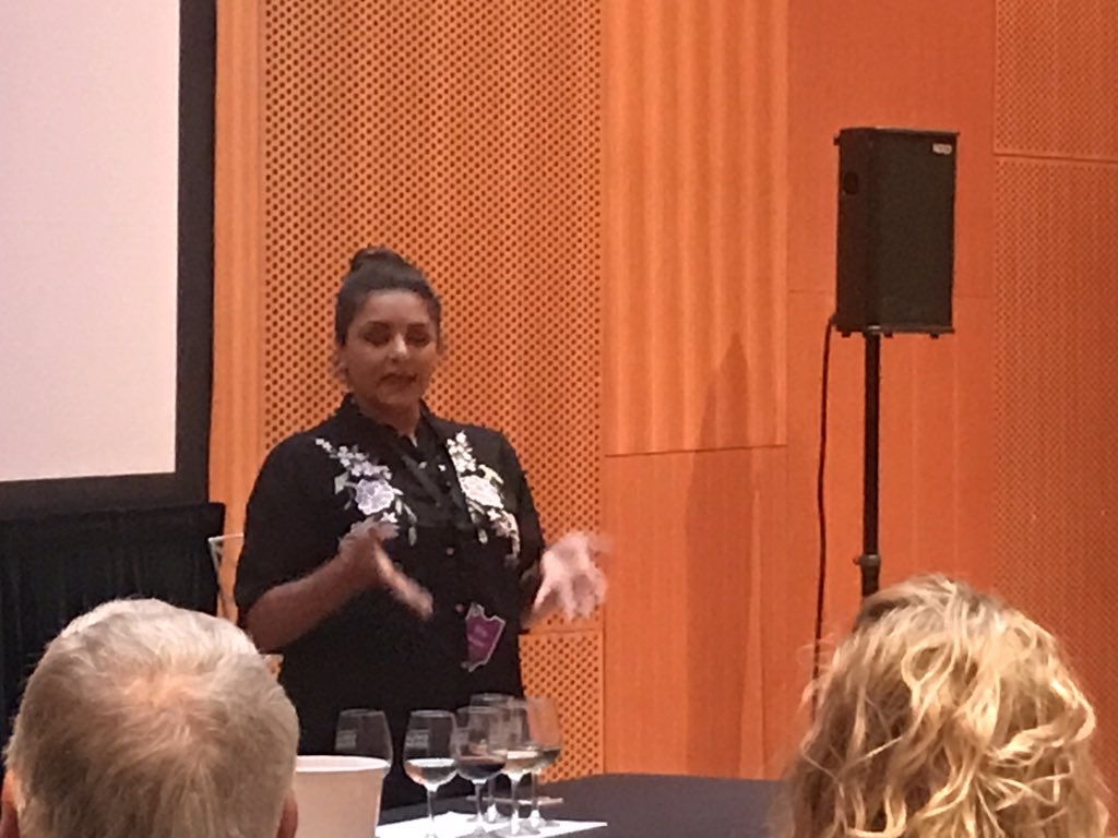 Next up is Alpana Singh MS talking ethnic cuisine pairings. Loving our time at #chicagogourmet ! “Most people think Indian food is just spicy. I think the better word is stimulating.”