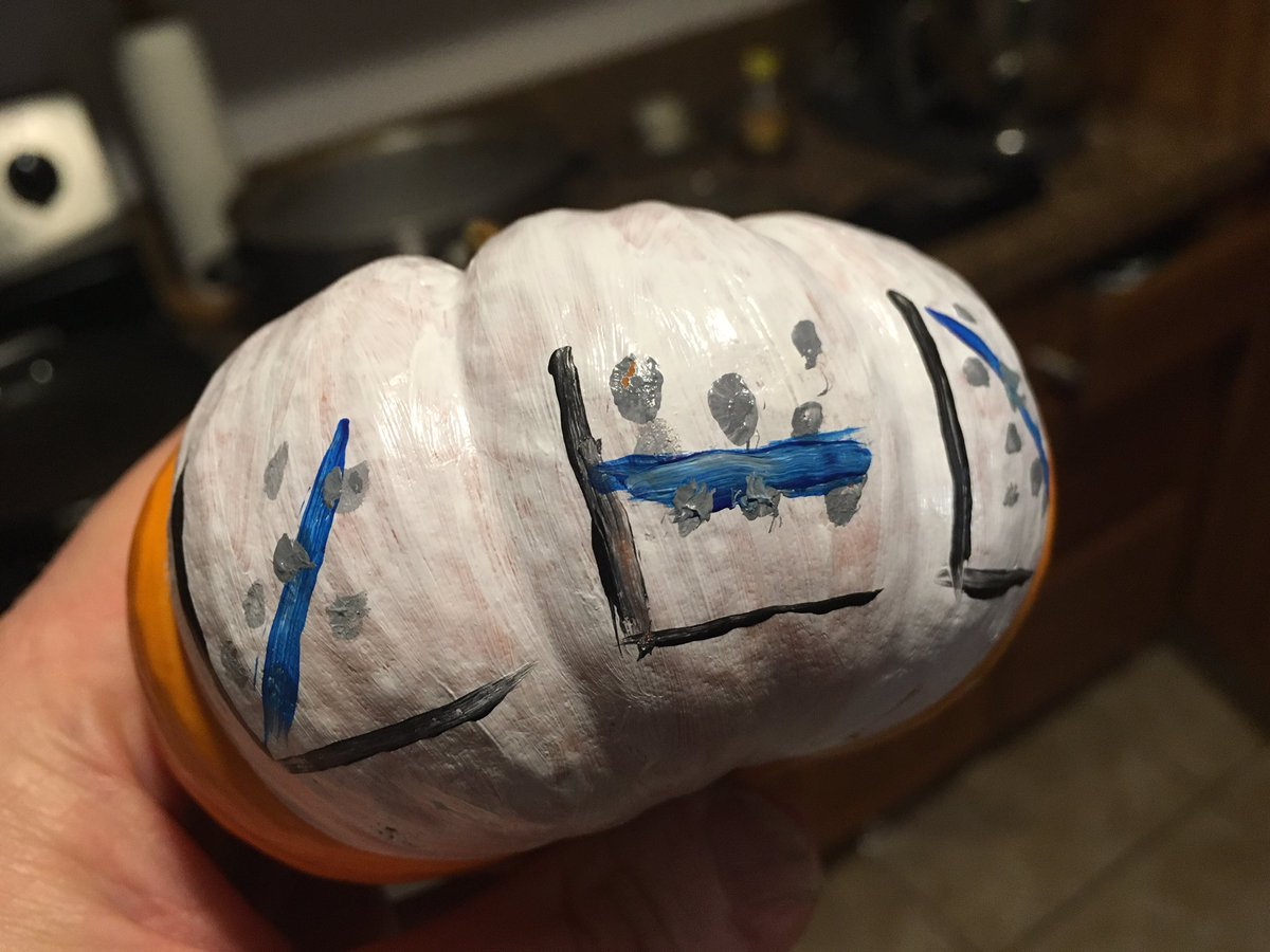dustinfife's tweet photo. Ever wonder what a #statistician paints his pumpkins during a family activity? Why, #flexplot, of course. #r https://t.co/suotwKALCo