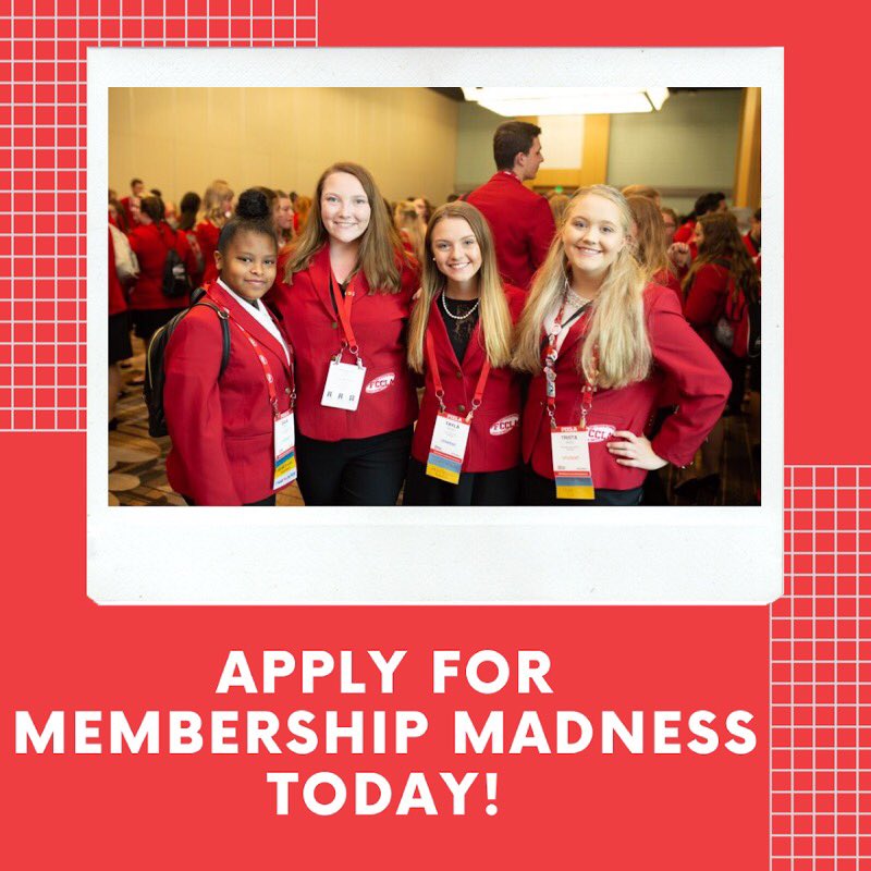 FCCLACompEvents's tweet photo. TODAY IS THE LAST DAY TO APPLY FOR THE MEMBERSHIP MADNESS TOOLKIT!
This is a great opportunity for your chapter… Don’t let it pass you by!
#fccla #yourstoryourstory #joinfccla #membershipmadness https://t.co/Thwp0E4dD5