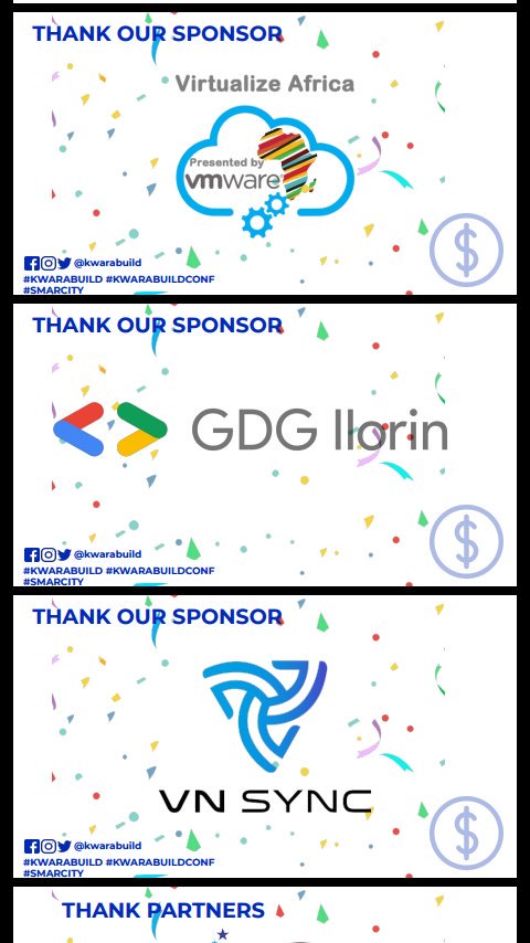 QoreebA's tweet photo. Thanks to the sponsors and partners
#kwarabuild #KwarabuildConf #KBTC19 #SmartCity #VirtualizeAfrica https://t.co/mO9cltSB5O