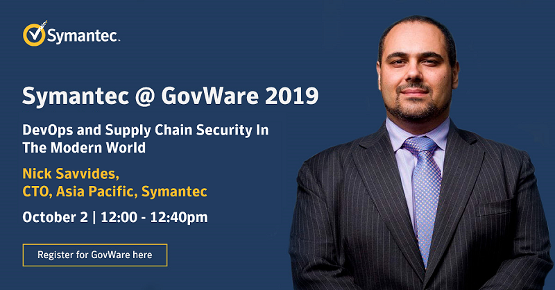 Nick Savvides, CTO of APJ will be speaking on DevOps and Supply Chain Security In The Modern World at #GovWare2019. Get your free entry pass to attend the talk now: symc.ly/2nIDLUY #SICW2019