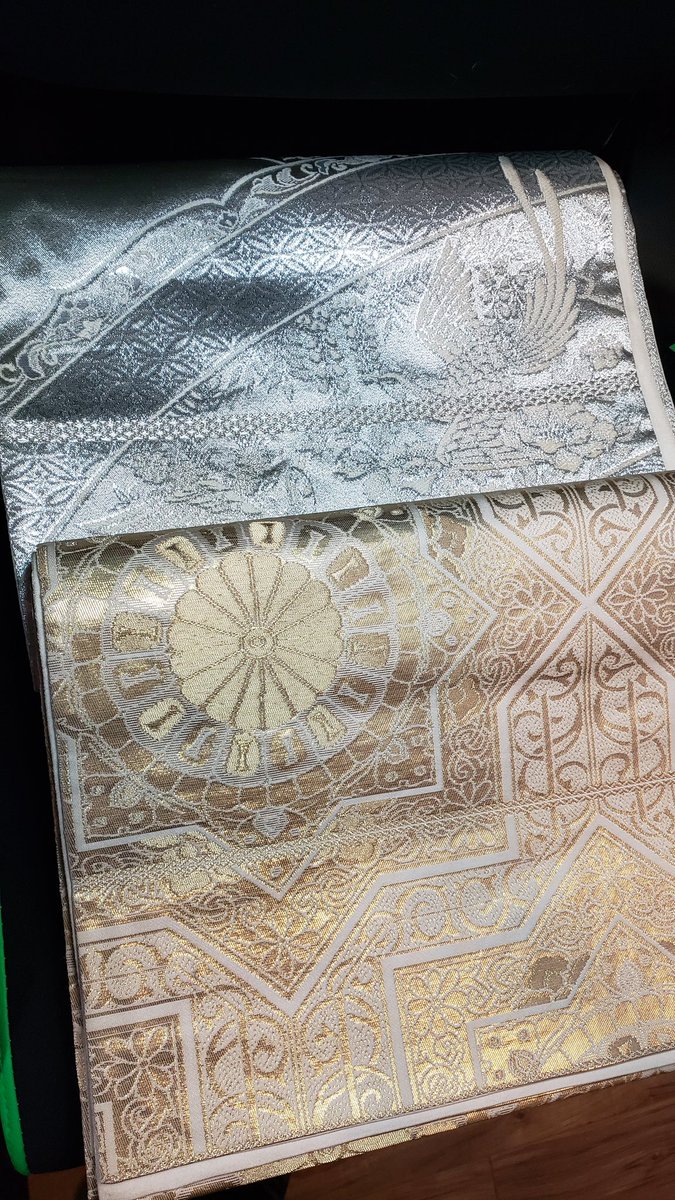 Yummy silk brocade obi 💙 #obi #silkbrocade #kimono #silver #gold