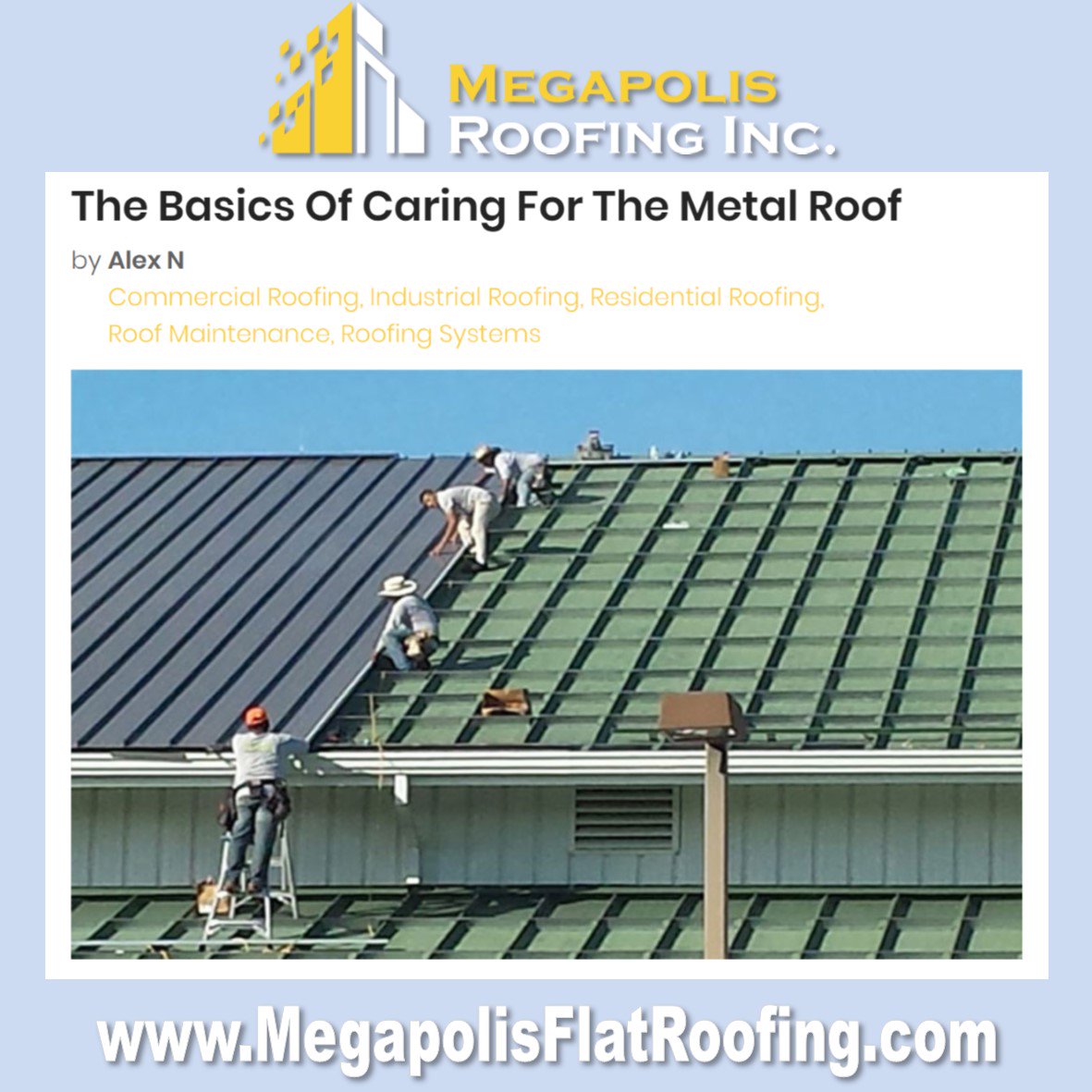 MegapolisRoof's tweet photo. Regular #inspections of your #MetalRoof are so important. You should look for things like wear and tear, #stormdamage, and/or shifting metal panels.
.
Learn some steps to maintain your metal #roof here 👉 https://t.co/tyNeuV6kii
.
#MegapolisFlatRoofing #MegapolisRoofing #flatRoof https://t.co/Cmx3xZBE0U