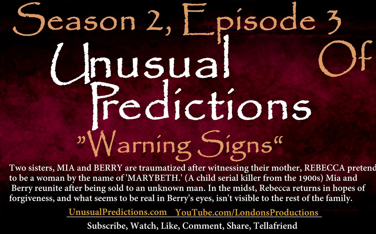 LondonsFilms's tweet photo. "Warning Signs" ❌ComingSoon #October
#Subscribe to be the first to watch! 🙌
RECAP ON Seasons1-2 of
*Unusual Predictions*
#Viewscount #Retweet #Mustsee #Shorts
Clicklink⤵
https://t.co/FDbJUVyAbC
#SupportIndieFilm #Anthology #Filmmaker #womeninfilm #producer Films #writer https://t.co/wQmIDIIGg6