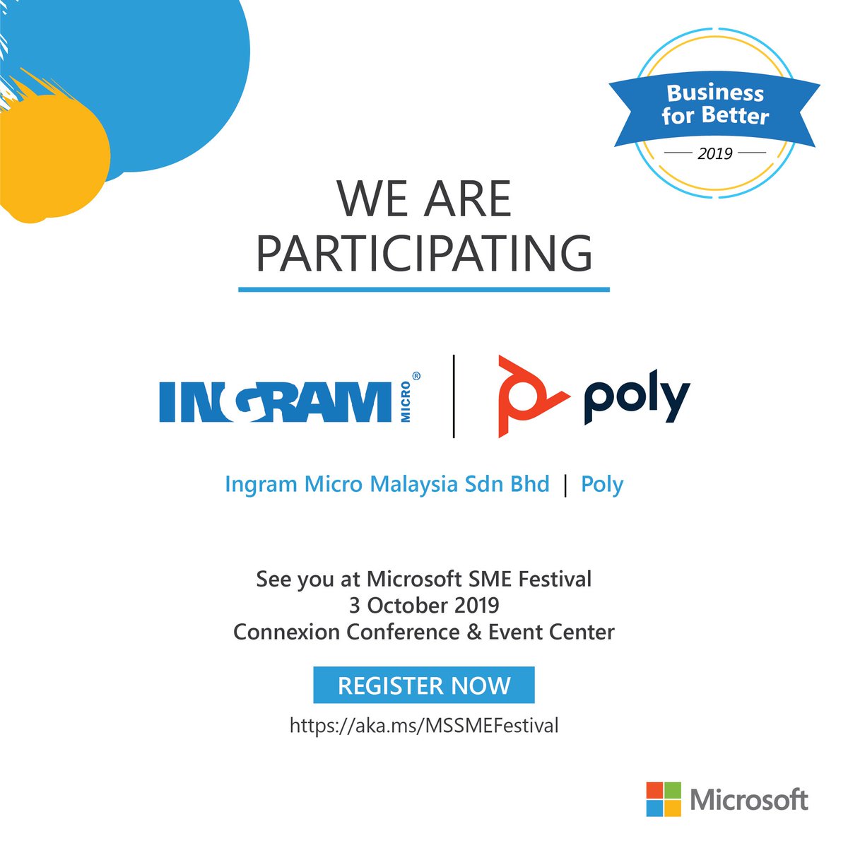 PolyCompanyAPAC's tweet photo. Join Poly at Microsoft SME Festival! Discover the latest tech in the market and find out what they can really do for your business to grow. Happening 3-4 Oct. Visit https://t.co/Wx7wbmVJQL to find out more. 

#MsftSMEFestival #BusinessForBetter #Microsoft https://t.co/cvZ8O1BTdk