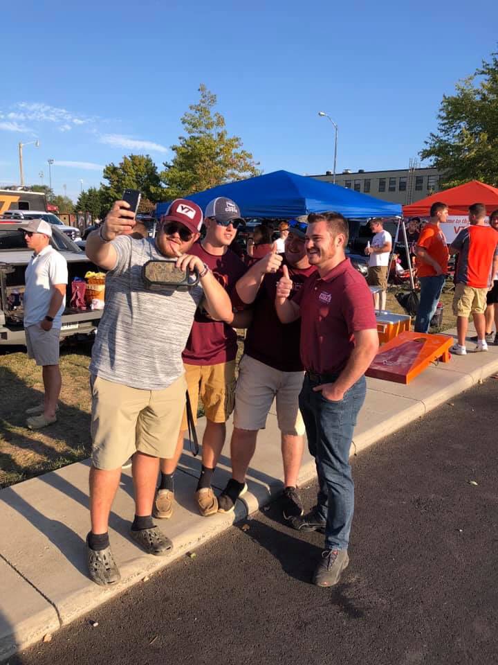 ForrestHite's tweet photo. Big weekend! Great to catch up w/ Mont. Sheriff Hank Partin &amp; Del. @JoeforVA before Friday night lights watching @HokiesFB at Lane Stadium followed by the Pembroke Heritage Festival on Saturday—all among other events! So grateful for the vast support! #HD12 https://t.co/GoziIViwM1