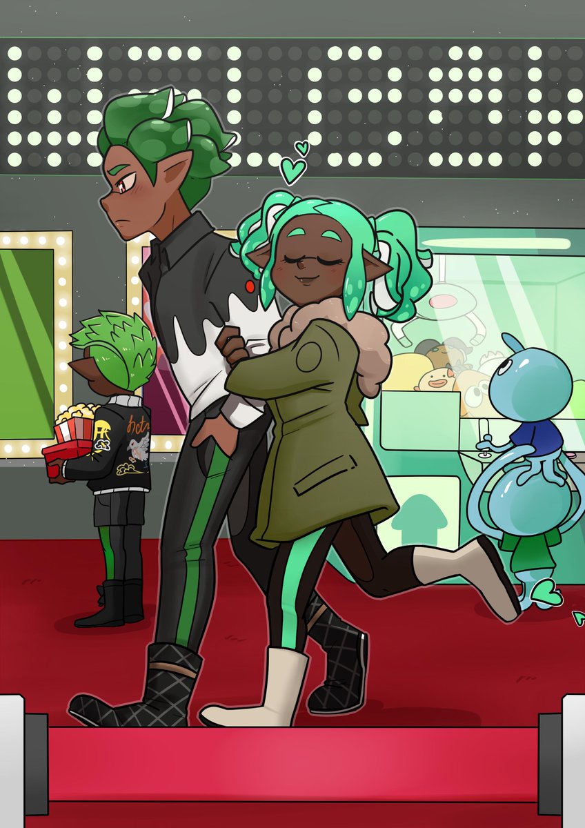 Reversedkraken's tweet photo. My piece for @in_inkopolis zine! 

Ft. Miki (the beautiful lady) and Ridge (in the background) @caduncia's OCs https://t.co/AtiuAJ4lPT