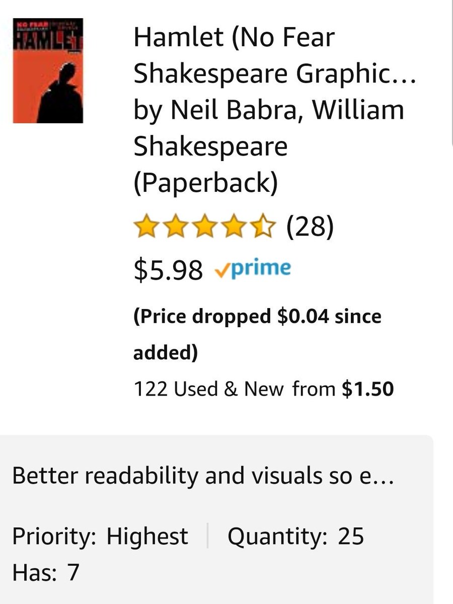 Edug8wEmpathy's tweet photo. @kegrantham @towngirl772 @hook_edu @support_a_teach All items < $12 but my least expensive is the Hamlet graphic novel. Teaching my students that alternatives are still legit. 
#Acceptance #tolerance  #SpecialEducation #ELA  https://t.co/SfPYUbYRjK #clearthelists #lovehookedu #BooksNotLikes #TwitterPhilanthropy #support_a_teacher https://t.co/aI4pbZGAbX