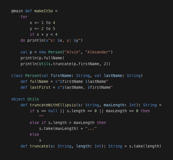 alvinalexander's tweet image. Looks like a quiet, attractive programming language I’d enjoy using. :)
#Scala #Scala3 #Dotty
More info: kbhr.co/dotty19