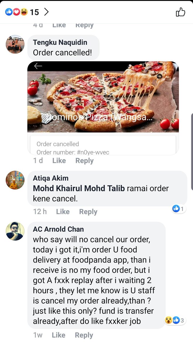 TharmaPillai's tweet photo. Since this issue has become viral, @DominosMY has stopped posting on all their social media. Takut kena bash lol.

But they're such a terrible company. Makanan ada telur lalat, asyik cancel order dekat Foodpanda, makanan lambat, salah bagi order. https://t.co/71NxN7w4OU