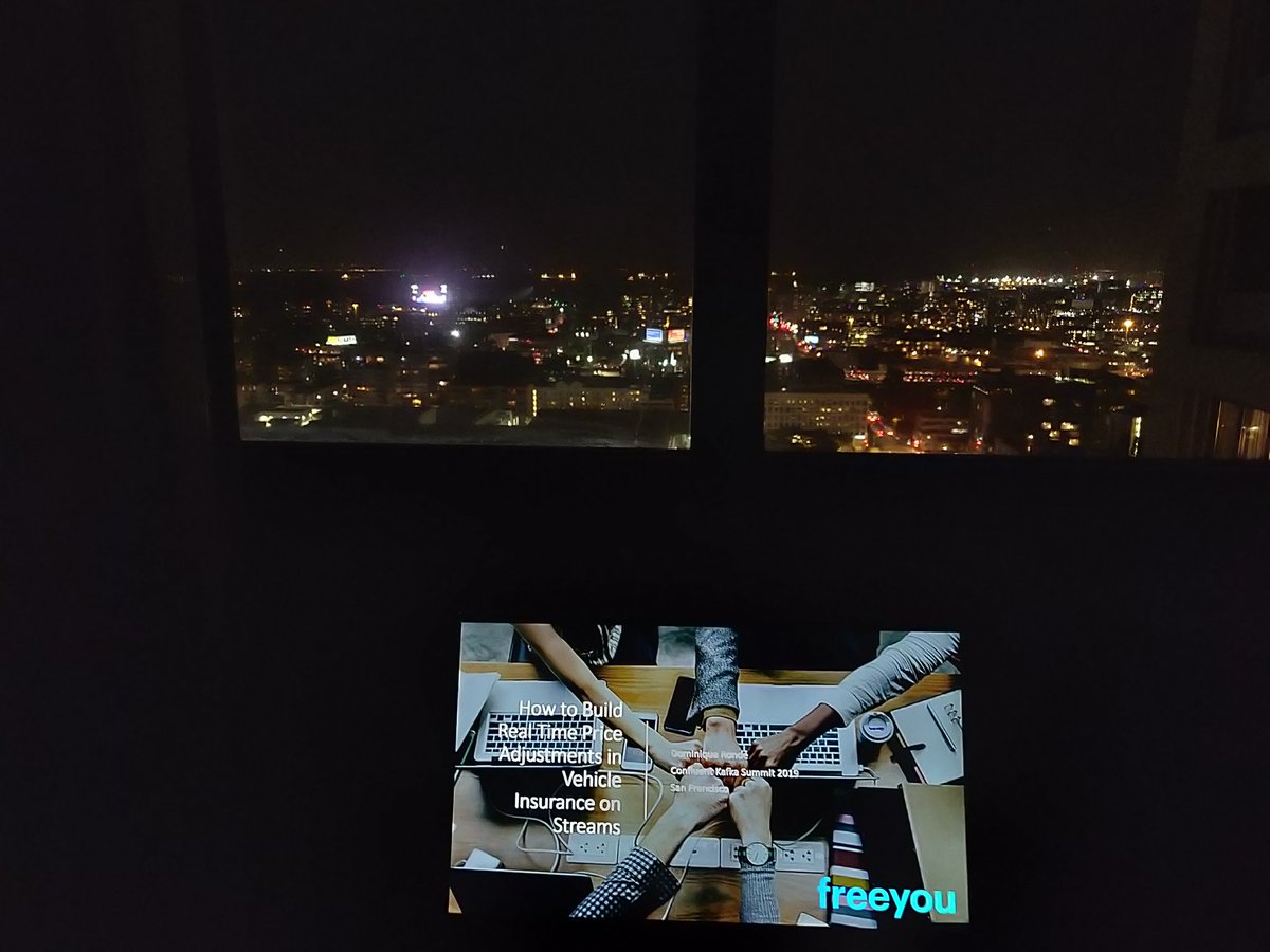 BigDataPilot's tweet photo. Just arrived in San Francisco for the #KafkaSummit by @confluentinc. Final work on the slides with a great view over to the Oracle park. See the result in tuesday 10:30 a.m. /w @freeyou_ag https://t.co/UioYi5aJMa