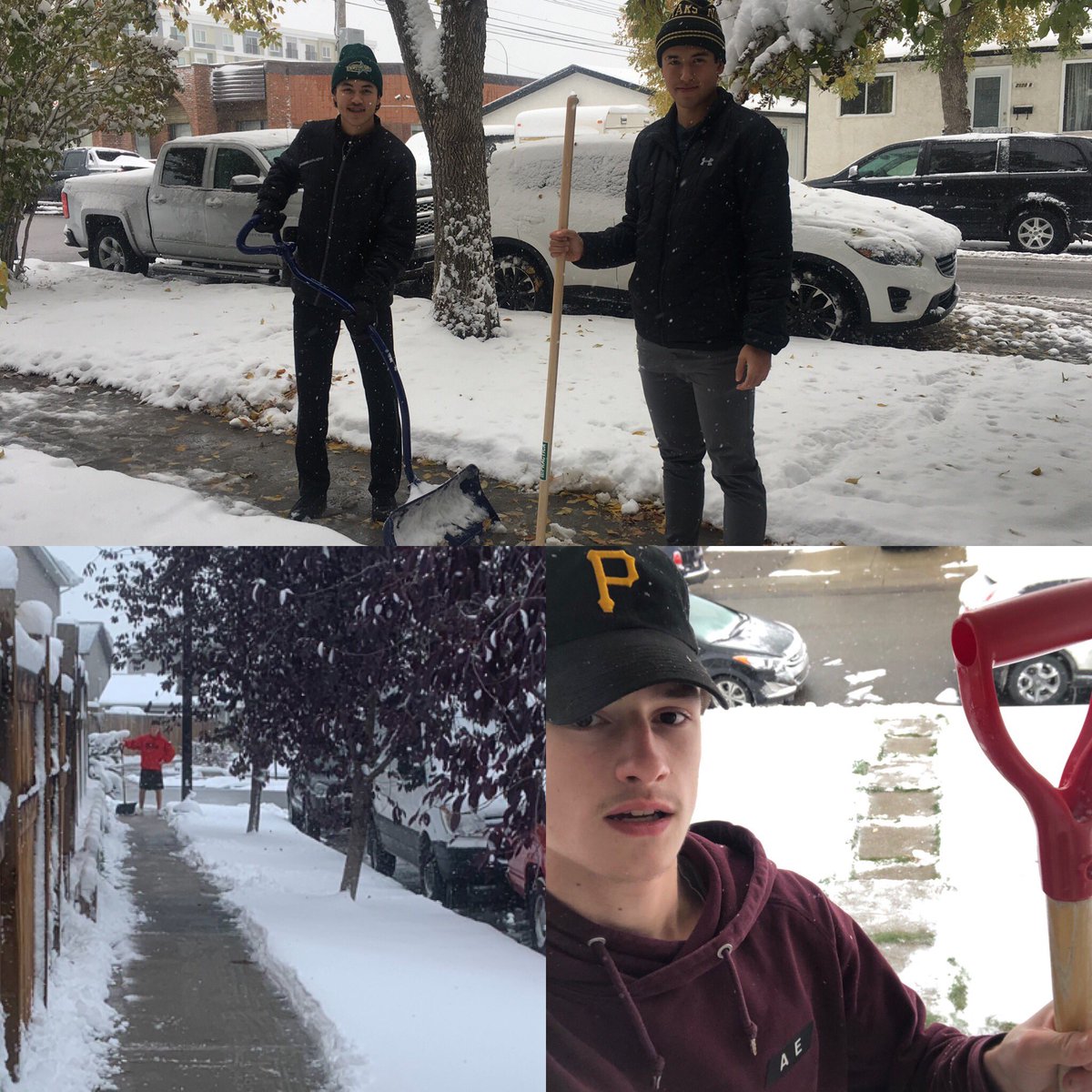 CNHA_U18AAA's tweet photo. It’s not all about hockey, all the time. Boys took advantage of the first snowfall to do some shoveling on the streets and sidewalks in their community. @CNHA_Assoc #GoodPeopleFirst #GreaterGood #NorthstarsPride #NorthstarFamily #EverydayPurpose #YYC #YYCsnowfall https://t.co/GiHtdr7a6q