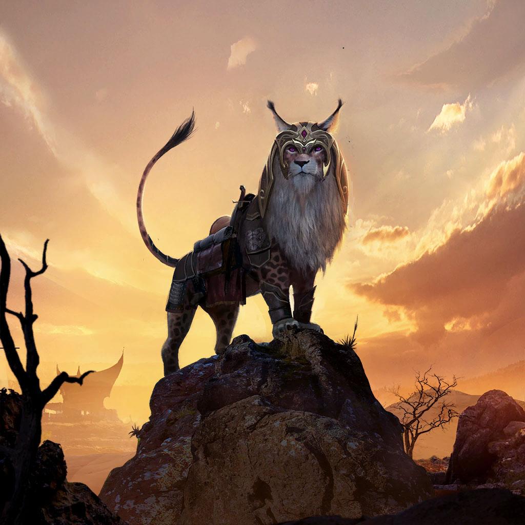 UESP_net's tweet image. Pictured: A Senche Khajiit wearing a very fancy hat.