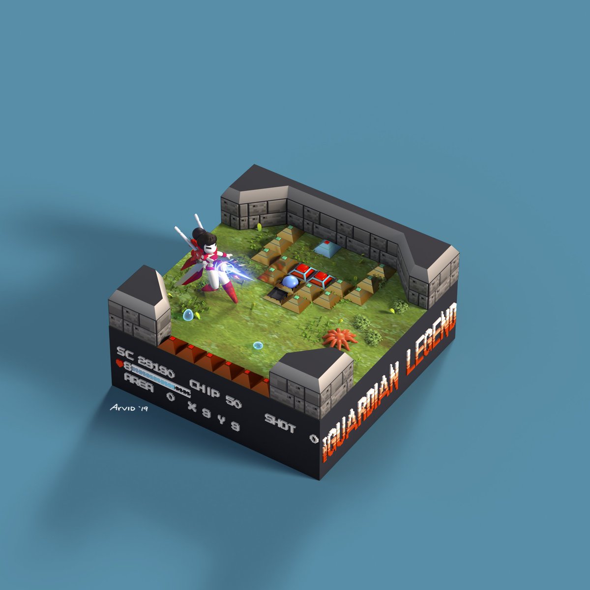 ArvidTorres's tweet photo. #guardianlegend nostalgia on the nes 🕹
#pewpew 
#nes #3d #gameart #stylized #fanart #c4d #arnoldrender #isometric #render #miria #naju https://t.co/ymumBE9CCI