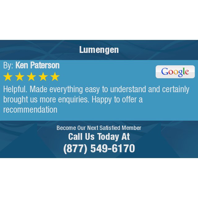 lumengen's tweet photo. 5 Star: Ken P. "Helpful. Made everything easy to understand and certainly brought us more enquiries. Happy to..." https://t.co/RfSb05O9g2 https://t.co/XSK4R0wO7E