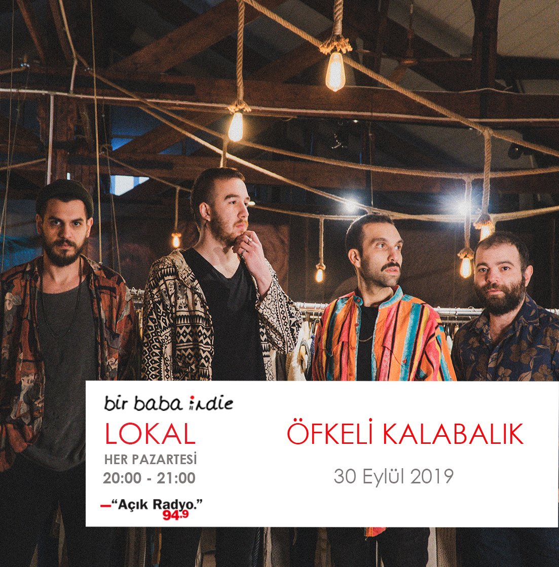 BirBabaIndie's tweet photo. Geçtiğimiz cuma yayınladıkları yeni albümleri "Ana Can" sonrasında Öfkeli Kalabalık, bu akşam @acikradyo'daki Bir Baba Indie Lokal programının konuğu olacak.

Yayını 20:00-21:00 arasında 94.9 frekansından ve https://t.co/GnzklzJ4aM 'den dinleyebilirsiniz. https://t.co/Sb8cOzuOi3