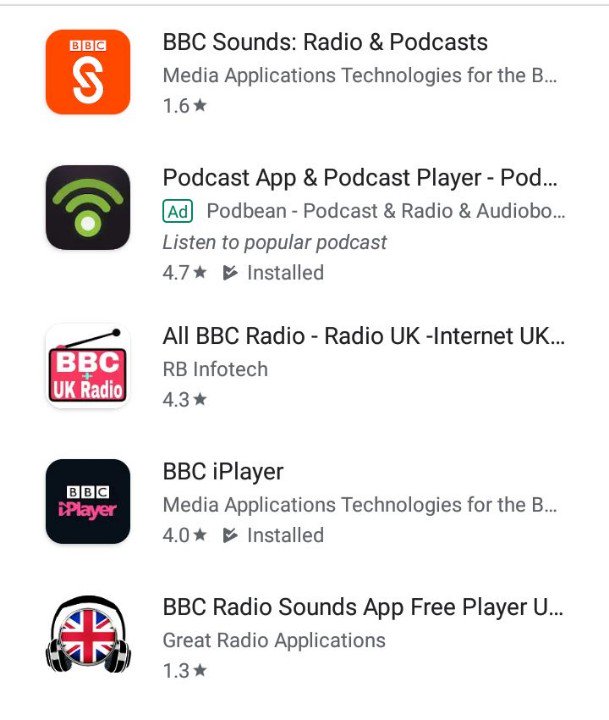 chriis337's tweet image. So 'good' it scores in the same area as a spuriously named app!
#BBCsounds #BBCfail
#WhyReplaceIplayerRadio