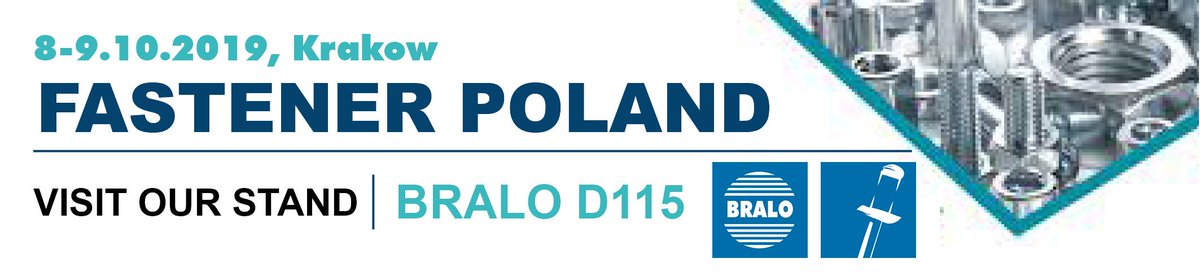 BRALO_es's tweet image. The Spanish multinational @BRALO_es will exhibit in #FastenerPoland 8-9th October. BRALO CZ team will wait for you in our stand D115 bit.ly/2kr7nVF Meet our #rivets, #insertnuts and #riveters