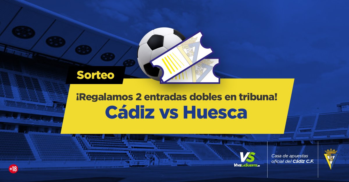 💫 ¡Vuelve el líder de la #LaLigaSmartBank al Carranza!

🎟️ ¡Sorteamos 2⃣ entradas dobles en tribuna para el #CádizHuesca!

✅ Síguenos
🔁 RT
💛 Menciona a tu mejor amigo/a del <a href="/Cadiz_CF/">Cádiz Club de Fútbol</a>

📅 Mañana (1/10) a las 15h publicaremos a los ganadores

TyC: bit.ly/EntradasCádiz
