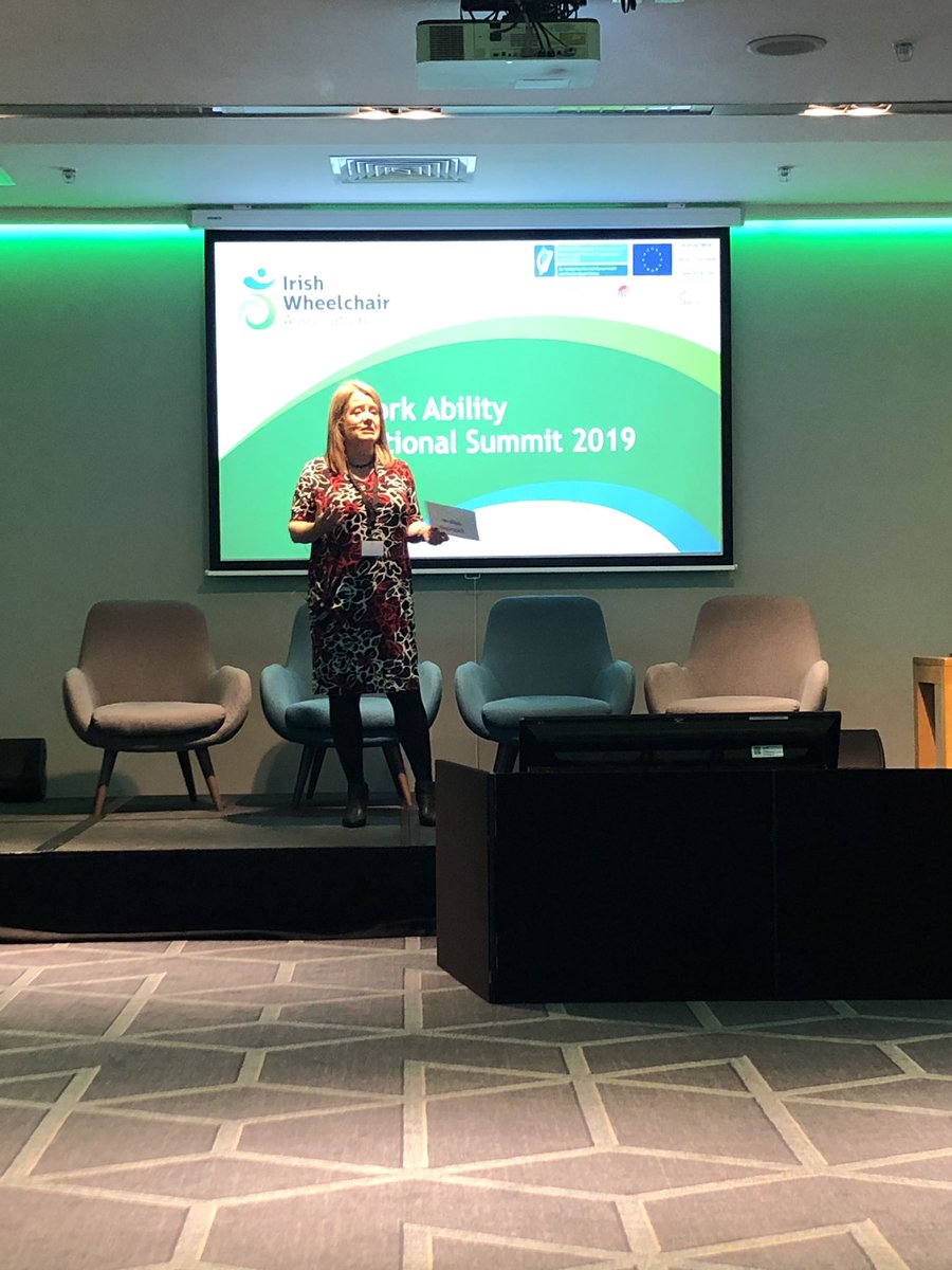 The current unemployment rate for people with disabilities in Ireland is 63.5%. 4 times worse than the national rate during the recession. - Rosemary Keogh CEO of <a href="/IrishWheelchair/">IWA</a> #WorkAbility19