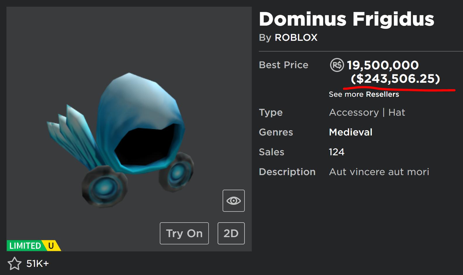 How much does a Dominus cost in Roblox? - Quora