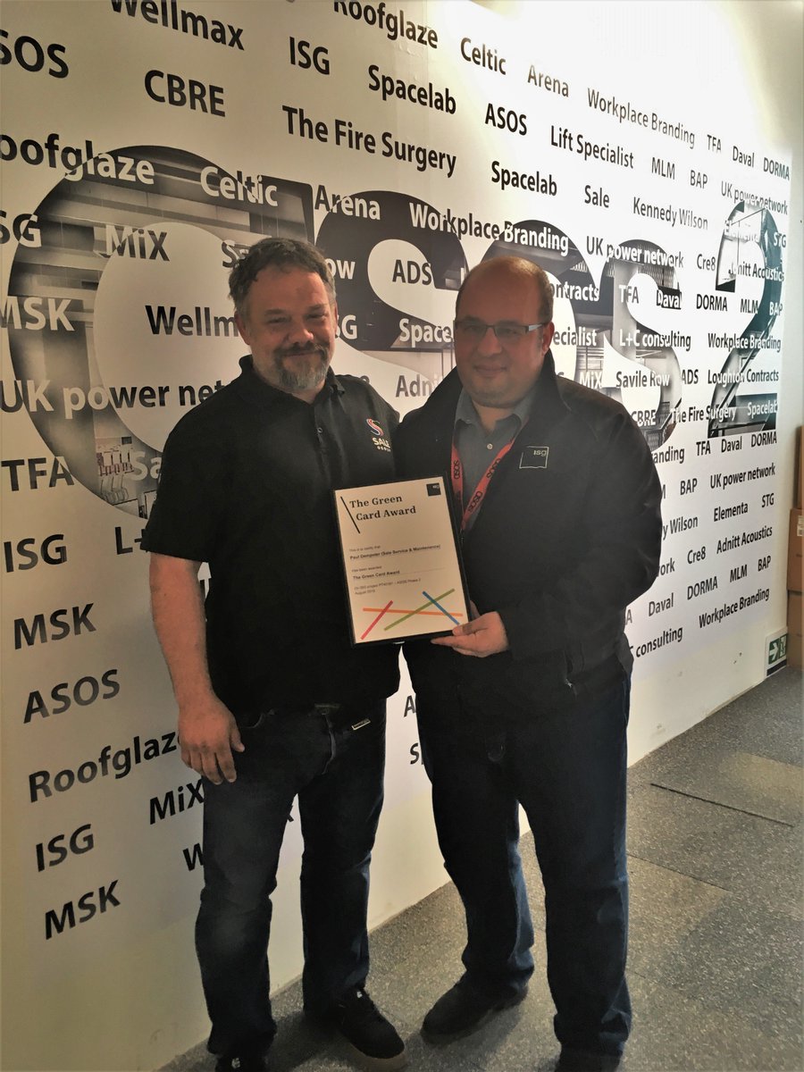 Congratulations to Paul Dempster at project ASOS Phase 2, for winning the Green Card Award presented by ISG in recognition of his personal hard work and commitment to this project and going above and beyond his normal day to day duties.