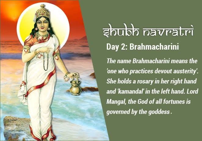 eLanguageWorld's tweet image. Day 2: Brahmacharini
On Dwitiya, Goddess Brahmacharini, another incarnation of Parvati, is worshiped. In this form, Parvati became Sati, her unmarried self. Brahmacharini is worshiped for emancipation or moksha and endowment of peace and prosperity. 
#eLanguageWorld #Navratri