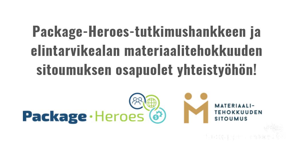 Uutisia! Olemme sopineet tiiviistä yhteistyöstä elintarvikealan materiaalitehokkuuden sitoumuksen osapuolten kanssa! Tervetuloa sankarijoukkoihin <a href="/ETL_fi/">ETL</a>, <a href="/PTYfi/">PTY ry</a> ja <a href="/PakkausCom/">Pakkausyhdistys</a>: yhdessä tulevaisuuden materiaalitehokkaiden ruokapakkausten puolesta! packageheroes.fi/2019/10/01/pac… #pakkaus