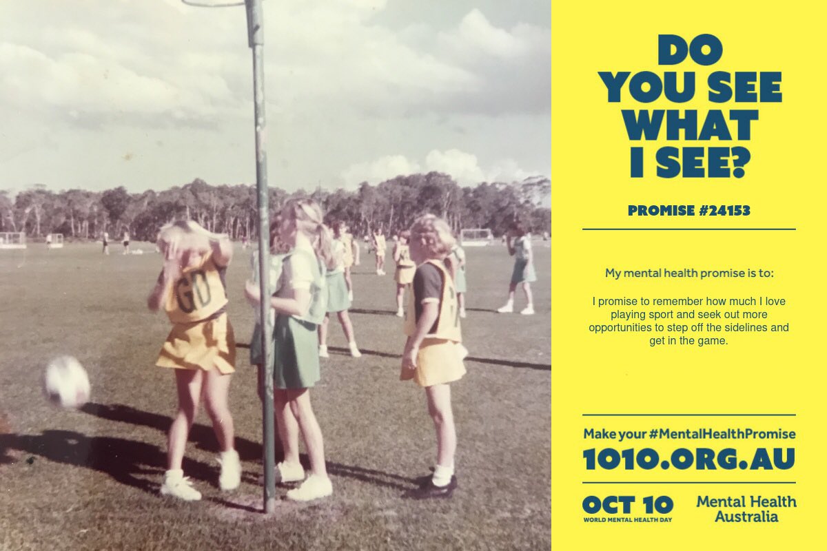 I’ve made my #mentalhealthpromise to seek out more opportunities to play sport. Thankfully I don’t need a a band to hold my glasses on anymore unlike this flashback to my best and fairest netball days...#gameon #mentalhealthpromise #WorldMentalHealthDay