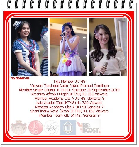 name48_no's tweet photo. @JKT48_Academy
@_JKT48TeamKIII
@K3Alliance
@K3satuan_Jateng
@KCangcorang
@KarawangK3
@FG48_JKT
@kazoku48_
@ZaDaddiest
@wota_lu
@sabisuret
#SSK2019
#JKT48SingleOriginal
#JKT48CariAman
#AdaYangBaru
#SenyumkuMematikan
#ThisIsSumini
#BRINGBACKSRORIA https://t.co/8gKPvAs7fw