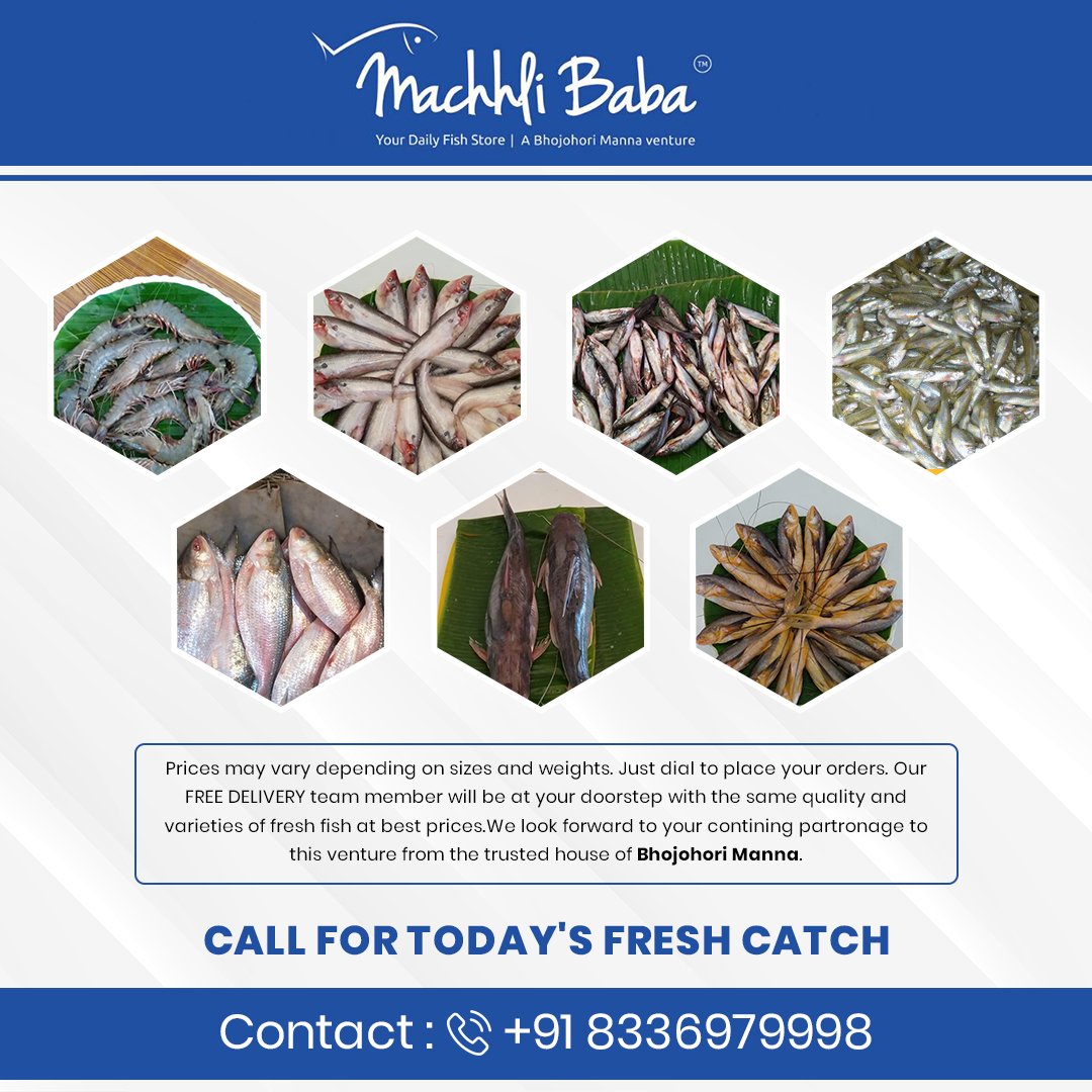 Good news for fish lovers! Best quality fish at the most reasonable price from a trusted house of Bhojohori Manna will be at your doorstep with zero delivery charge. Call us now for the price &amp; other details.
Call us now at: 8336979998
#BhojohoriManna #Fishlovers #OnlineDelivery