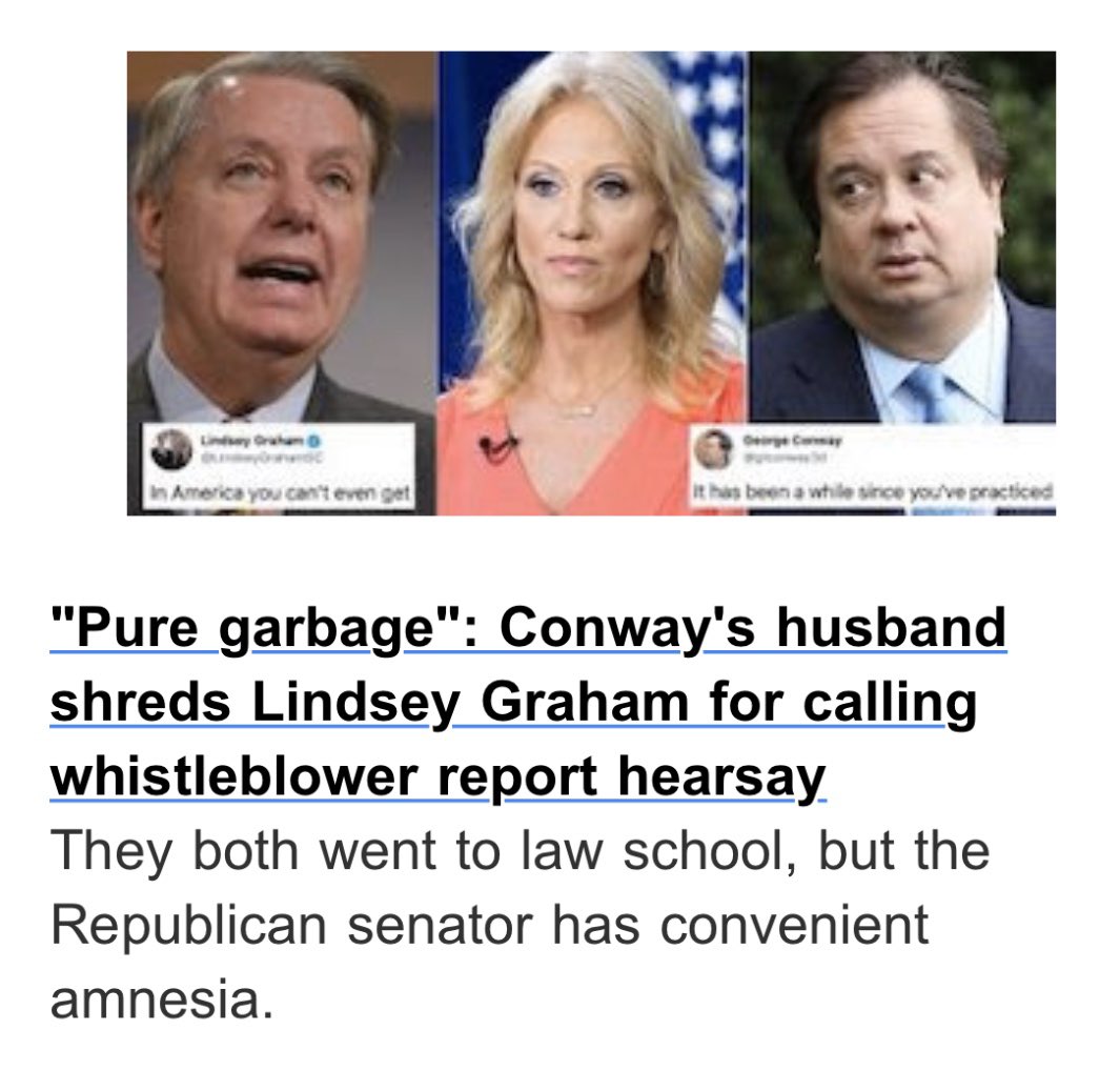 TravisVonHoopes's tweet photo. “#PureGarbage “ coming out of #LostItLindsey Graham’s and #kellyanneconway (s) mouth. It’s not #Hearsay when it’s already corroborated by #LiddleDonaldTrump transcripts. #WhatWouldYouDo if #JohnMcCain was still alive? Would you be embarrassed saying this to your Law Professor? https://t.co/rWu4bS2f3b