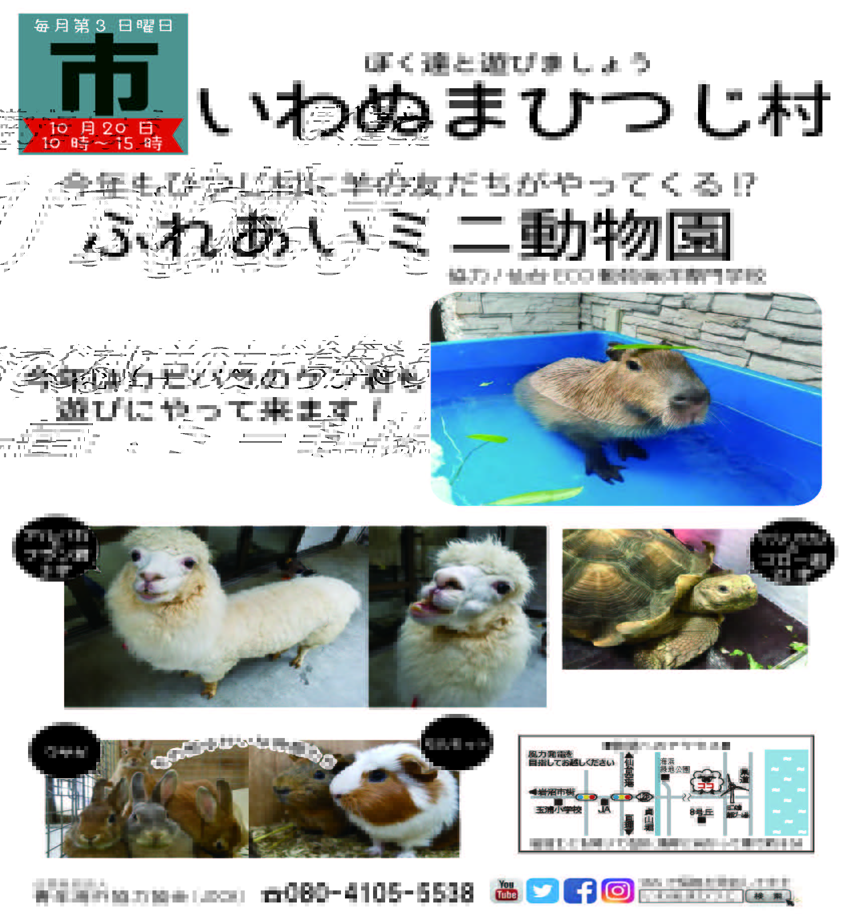 ট ইট র 岩沼の羊飼い 10月の市に動物がやって来ます ちょっと早めの10月の市のお知らせです 去年に引き続き ミニ動物園の開催です ぱちぱちぱち 今年はカピバラのゲン君も遊びに来てくれます 画像がなぜか横に伸びている いわぬまひつじ村 仙台