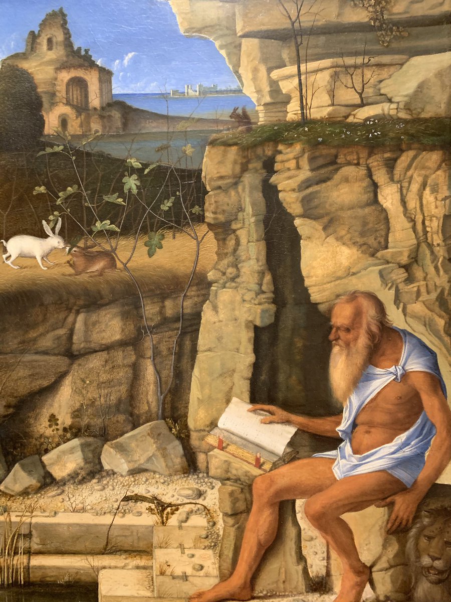 Happy International Translation Day! Here’s our patron in a sexy suit: “Saint Jerome Reading,” by Giovanni Bellini (1505). #TranslatorLove #ITD2019