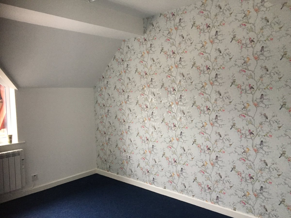 katemorrisbates's tweet photo. It's going to be a busy week getting our new clinic in #Mold ready to open on October 6. Kate's already made a start on the wallpapering. What do you think? #InsideOutWellness https://t.co/fWMWn5RxRc