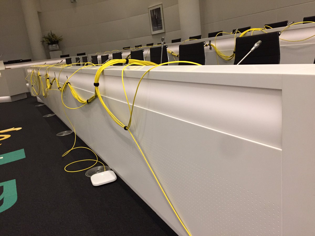 Cvthof's tweet photo. Room, check. Connection, check. Badges, check. Hoodies, check. All set for Hack the Hague 2019 #HTH19 https://t.co/3WnNTL21fY
