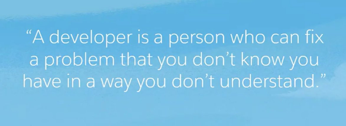 Mess_edUp's tweet photo. What is a #developer?
Very well summed up by @eliotharper in his #dreamforce2018 presentation on #AMPscript 😆😆
#salesforcemarketingcloud #salesforcemarketingcloud #sfmc #digitalmarketing #digitaltransformation #b2cmarketing #b2cAutomation #salesforce #eliotharper #ampscript https://t.co/xq0mKYFXxT