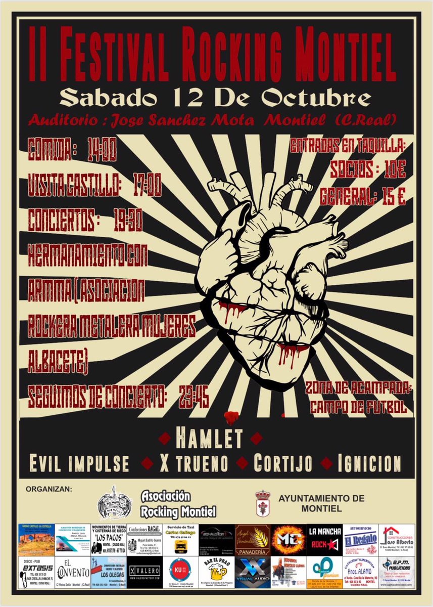 Hamletband's tweet photo. Próximo 12 Octubre Rocking Montiel Auditorio Jose Sánchez Mota Montiel (Ciudad Real) https://t.co/uUMu8ATAIH