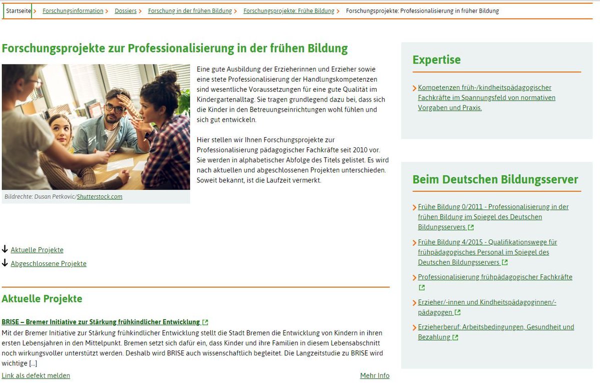 @DBS_20 @campus_magazin @BildungsSpiegel In unserem Dossier zur Forschung in der frühen Kindheit haben wir alle wichtigen Forschungsprojekte zur Professionalisierung in der frühen Bildung zusammengestellt: bit.ly/2ZaCCXZ #Erzieher*innen, #früheKindheit #Frühpädagogik