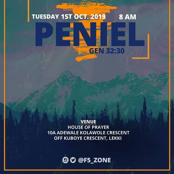 f5_zone's tweet photo. We're praying for ourselves tomorrow morning. Join us, please. 
8am at #HouseOfPrayer Lekki. 
#Peniel #F5 https://t.co/CUeIpJ1HDF
