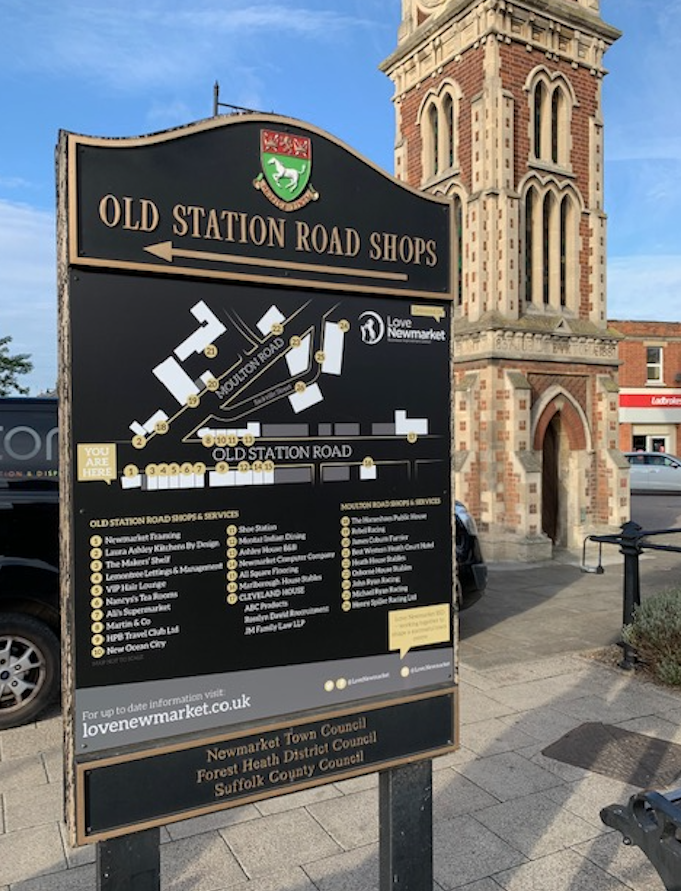 LoveNewmarket's tweet photo. New signs are now installed around town detailing the location of local businesses 😍 Find them on Sun Lane, Wellington Street, Rous Road and Old Station Road. Delivered by us at Newmarket BID on the request of our members.
#LoveNewmarket #NewSigns #MembersRequest #ShopLocal https://t.co/jeuaaM3MWr