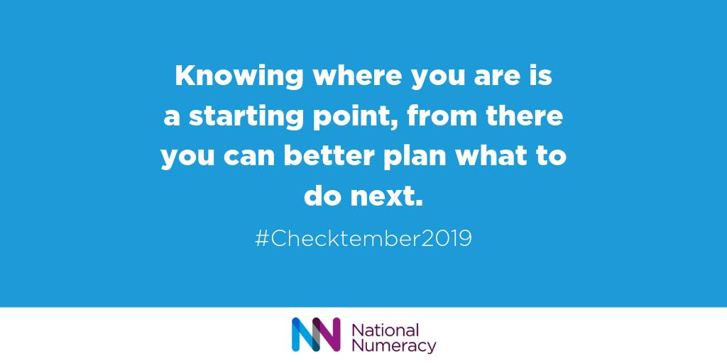 Nat_Numeracy's tweet photo. It's the last day of #Checktember2019!
Finding out your numeracy level helps you to know where you are right now, so that you can get where you want to be in the future.
Make a start today at https://t.co/1ivPyqC2EX https://t.co/xsQJm6YDrJ