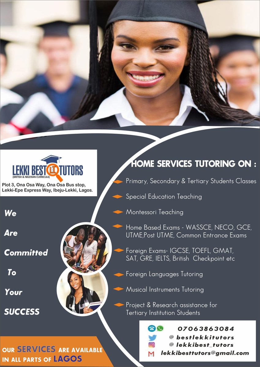 ayo_obis's tweet photo. Our services are available everywhere in Lagos  #MondayMotivation #mondaythoughts #BBNaija #TachaTitans #jekanmo #MUNARS #COYG #GGMU #homelesson #lekkitutors #hometutors #lessonteachers https://t.co/nA6ZPbpFTz