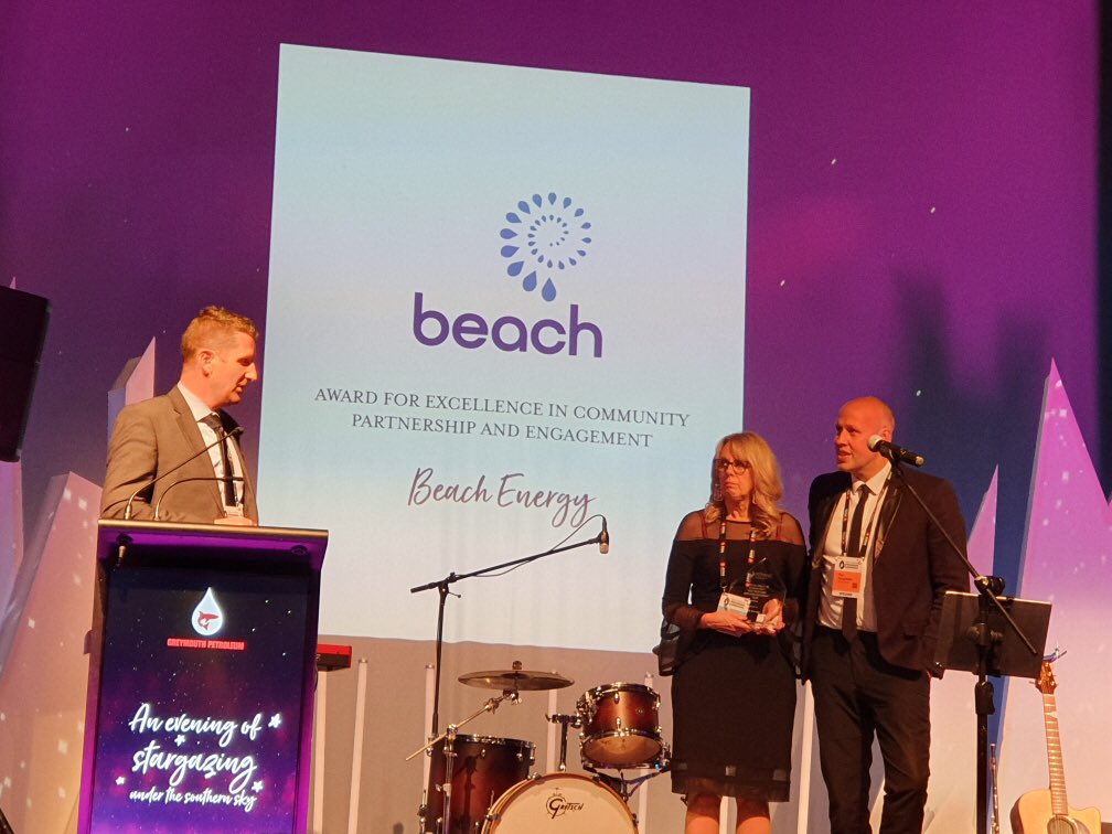 BeachEnergyLtd's tweet photo. Honoured to win the 2019 @PEPANZ1 Award for Excellence in Community Partnership and Engagement for our Let’s Talk Taranaki community collaboration. An excellent program aimed at improving mental health in the region. https://t.co/bWRGk6aWNj