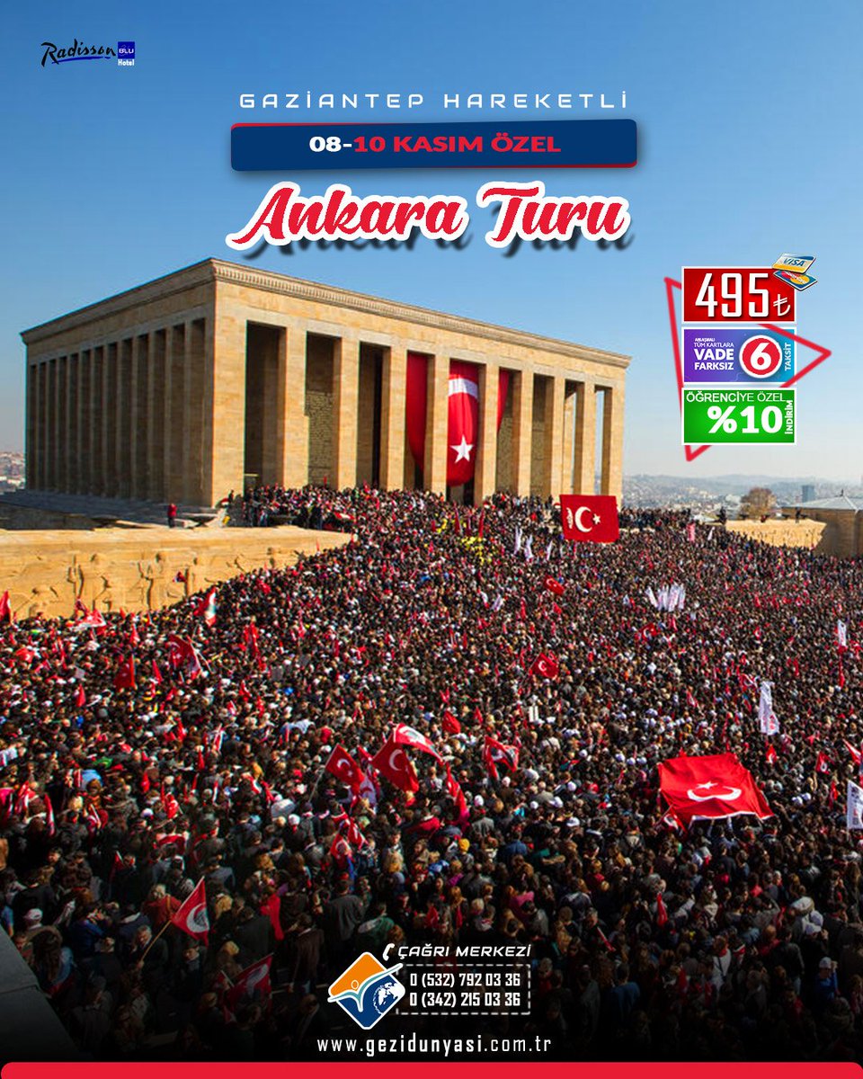 gezidunyasi_tr's tweet photo. GAZİANTEP ÇIKIŞLI ANKARA TURU
https://t.co/YYhgZyoDW9

☎0 (532) 792 03 36
#gaziantepçıkışlıturlar #ankara #anıtkabir #meclisbinaları #ankaraturu #atatürk #10kasım #travel #gezi #tur #tours #kültürturu #kültürturları #turkey #gezidünyası #turia #turiaturizm #gaziantep https://t.co/dol9WNNvG7