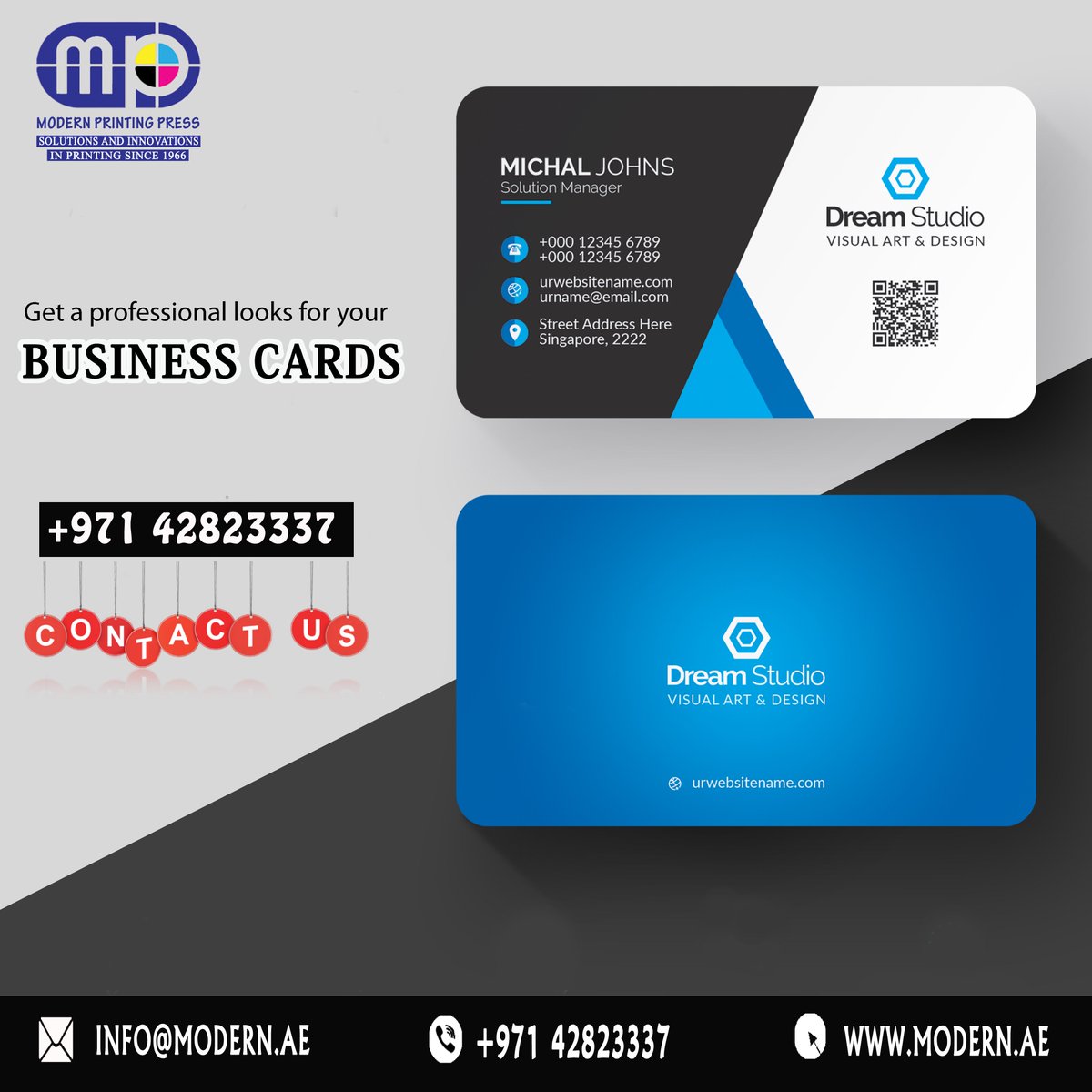 printing press business card design