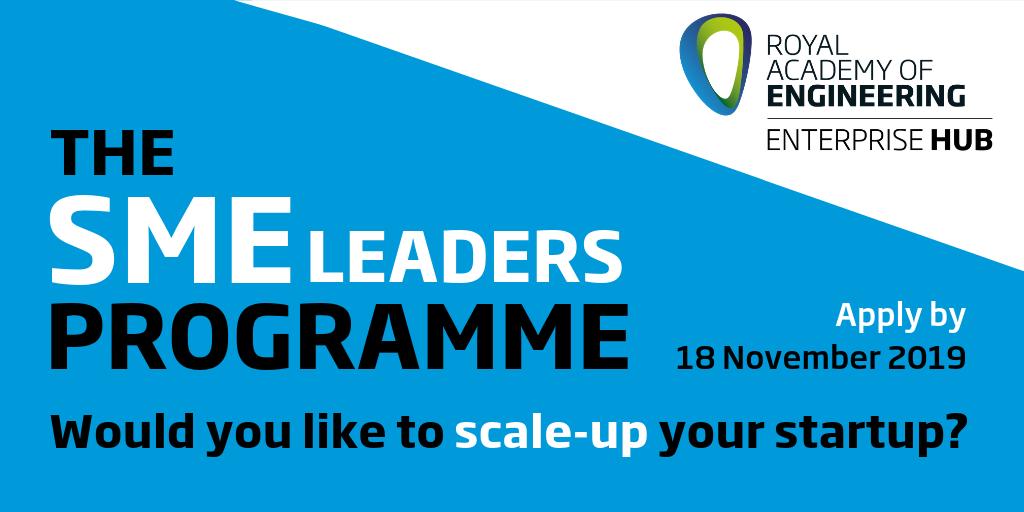 If you're part of a #startup that wants to scale-up, we can help. The #SMELeaders programme aims to provide individuals with the tools to improve their #business and #leadership skills. We've helped companies like <a href="/SnapTech/">Snap Tech</a> and <a href="/LettUsGrow/">LettUs Grow</a>  - apply now: bit.ly/2CiCLeU